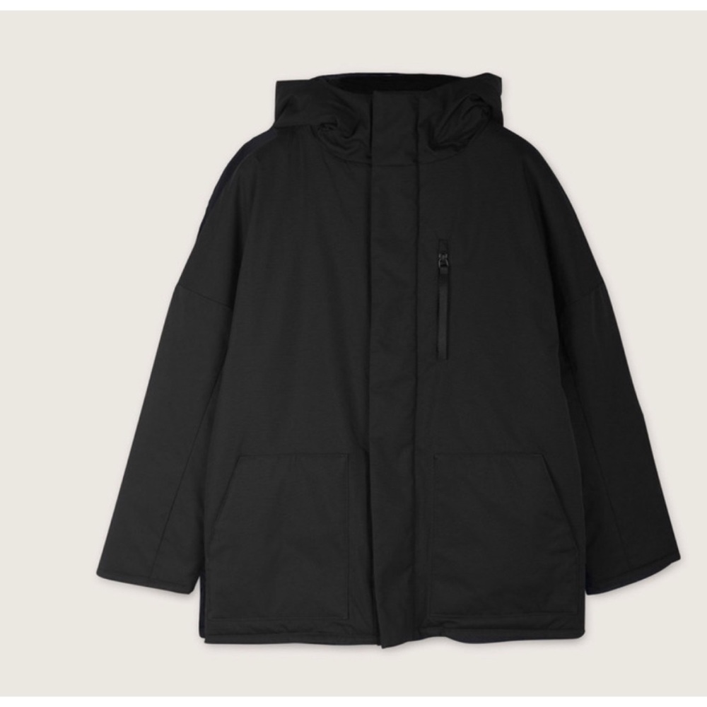 Oak + Fort Black Cozy Parka Jacket Hood Gem